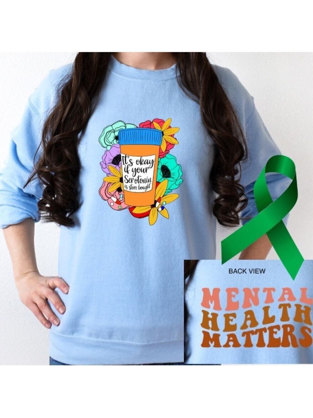 Serotonin mental health graphic crewneck sweatshirt size XL